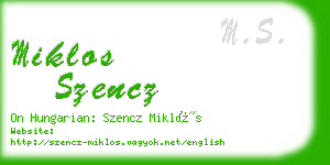 miklos szencz business card